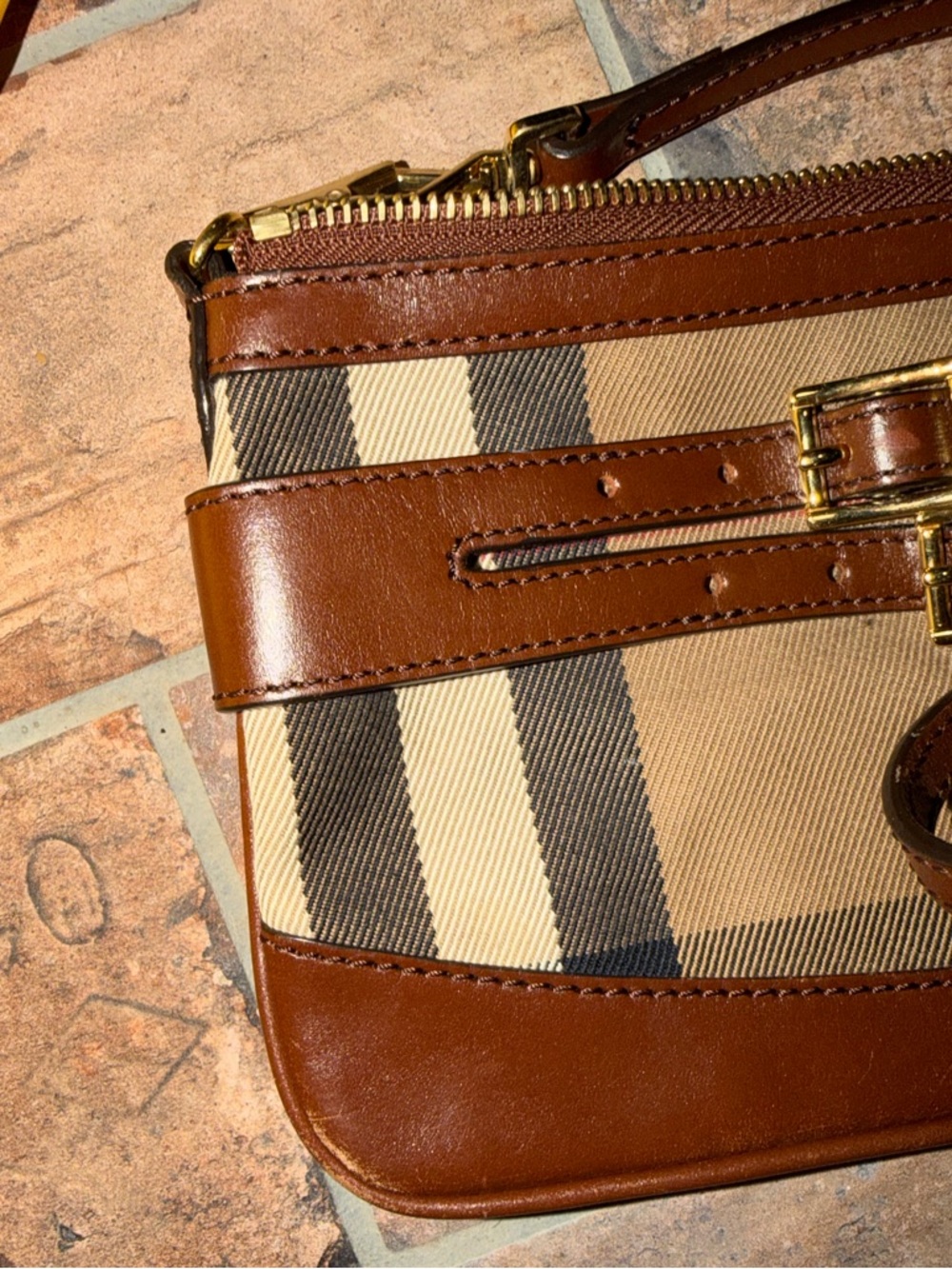 Burberry Tan and Brown Plaid Clutch - Picture 5 of 8